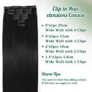 Clip in Mink Hair Extensions Real Human Hair, 7pcs Natural BLACK Straight BODY WAVE Hair for Women
