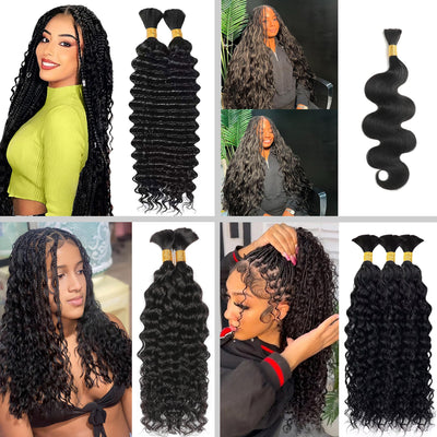 Natural color Human BOHO Braiding Hair Bulkhair Best Quality Mink hair extensions 100g/bundle