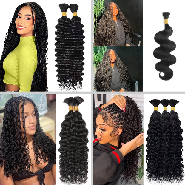 Natural color Human BOHO Braiding Hair Bulkhair Best Quality Mink hair extensions 100g/bundle