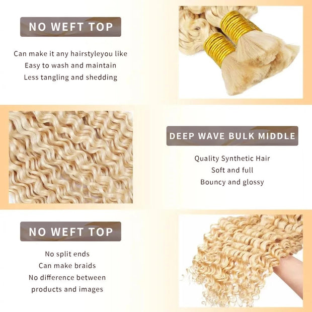 Human Braiding Hair Deep Wave 2 bundle 100g Color Blonde (613#)
