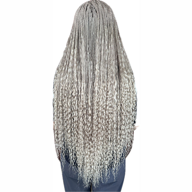 Braids Wig Full Lace High Quality 100 Human Hair Braided Light Weighted BOHO Wig Square Parted Knotless Pre Plucked With Baby Hair