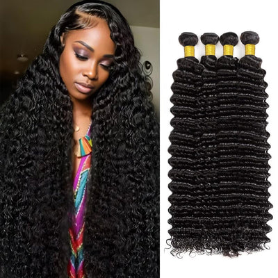 affordable hair Deep Wave 10-26 inches Natural Black Bundle 100% Human Hair