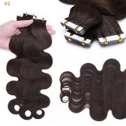 Tape In Hair Extensions Human Hair 50g Body Wave Black and Dark Brown Color With Replacement Tapes 20 Pcs, Remover