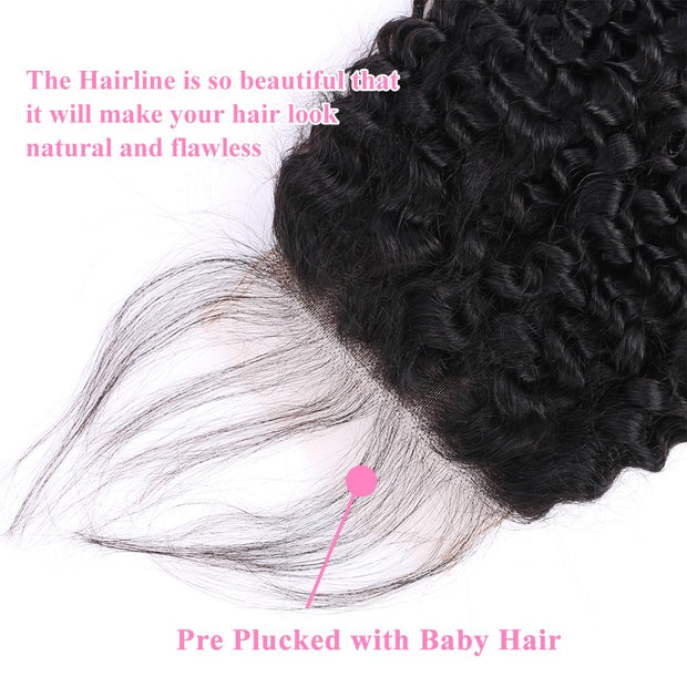 5x5HD Lace Closure Jerry Curl Brazilian Natural Virgin Remy Human Hair