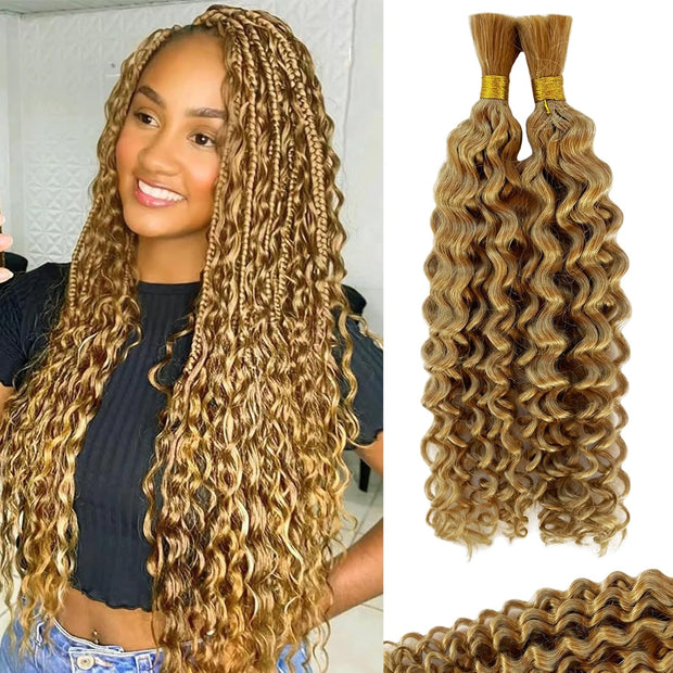 Color #27 Human Braiding Hair Bulk 100g Water Wave human Mink Hair 100g/bundle 20inch, 22inch (Copy)