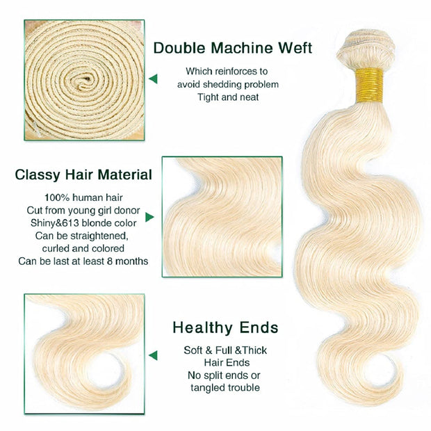 Platinum Blonde Body Wave 100% Quality Human Hair