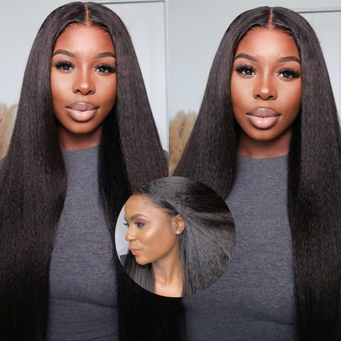 13X4 HD Lace Kinky Straight Wig Human Hair 180% Density for Women