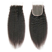 5X5HD Lace Kinky Straight Closure Natural Black 100 Human Mink Hair Swiss Lace / Skin-melt Lace / Invisible Lace