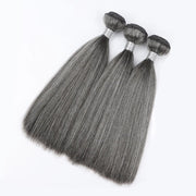 Salt and Pepper Straight Human Hair Bundles Natural Grey