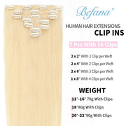 High Quality Clip In Blonde (613#) Straight Hair Extensions 100% Human Hair