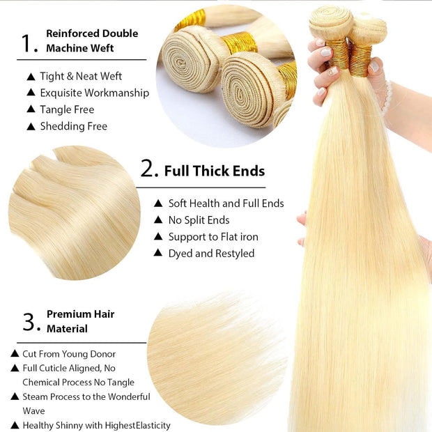 Straight Golden Blonde 613 Human Hair