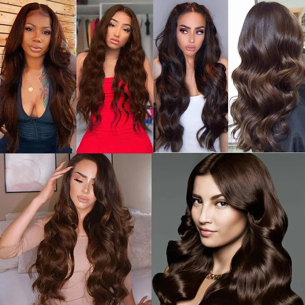Medium Brown #4 Body Wave 100 Human Hair wave hair extension