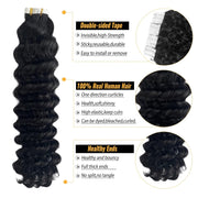Tape-in Premium Human Hair Natural Color Deep Wave - 20Pcs/Pack