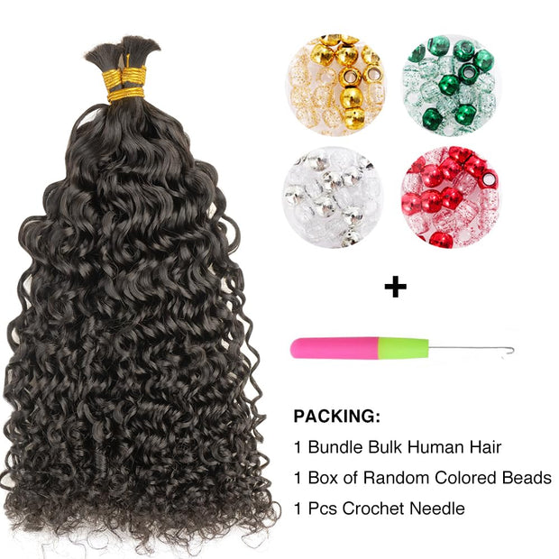 Natural color Human BOHO Braiding Hair Natural Wave Bulk hair Best Quality Mink hair extensions 100g/bundle