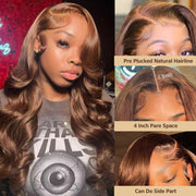 5x5 Lace Closure Glueless Wig  Body Wave Color #4 Human Hair Wear Go Chocolate Brown