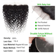 13x4 Transparent Lace Frontal Natural Wave Bleached Knots Brazilian Hair