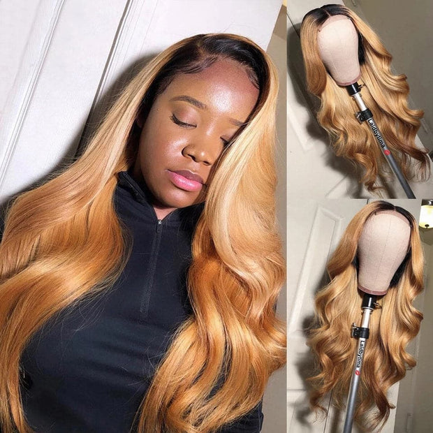 1B/27 Ombre Body Wave 4x4 Lace Closure Wigs