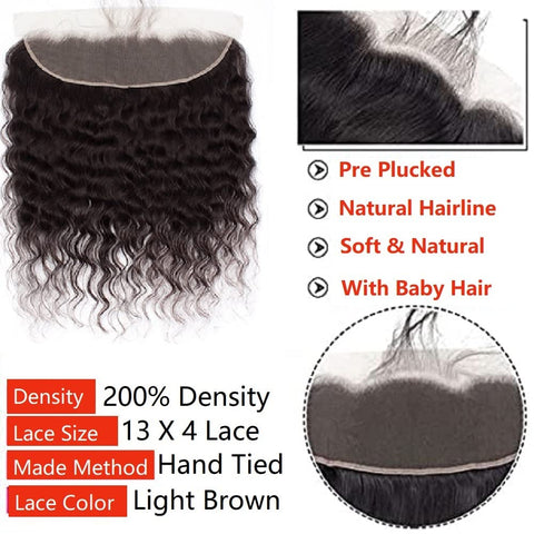 13x4 Transparent Lace Frontal Loose wave Bleached Knots Brazilian Hair