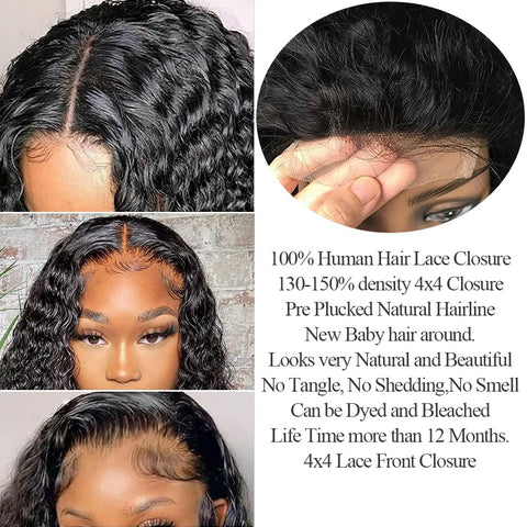 4x4 Lace Transparent Lace Closure Natural Wave Virgin Natural Human Hair