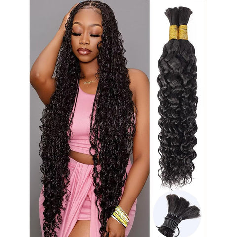 Natural color Human BOHO Braiding Hair Natural Wave Bulk hair Best Quality Mink hair extensions 100g/bundle