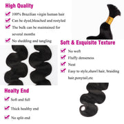 Natural color Human BOHO Braiding Hair Body Wave Bulk hair Best Quality Mink hair extensions 100g/bundle