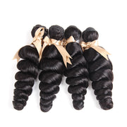 AFFORDABLE hair 100% Human Hair Loose Wave Natural Black Bundle
