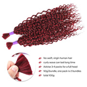 Human Braiding Hair Water Wave 2 bundle 100g Color Burgundy (99J)