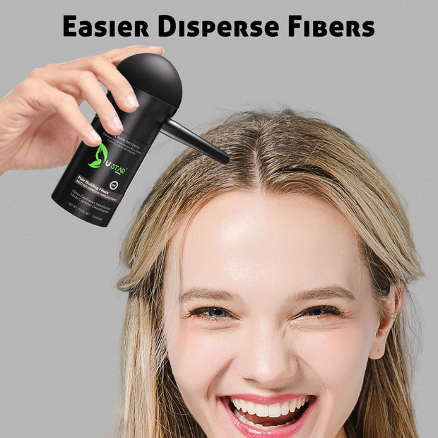 Ustar Hair Building Fibers .42oz/12g  4 in 1 Gift Pack (Hair Fibers, Comb, Spray Applicator, FiberHold Spray)