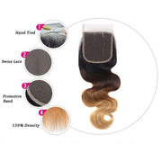 4X4 Lace Closure Body Wave Ombre (1B427) 100% Human Hair Closure