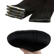 Tape In Hair Extensions Human Hair 50g Straight Black and Dark Brown Color With Replacement Tapes 20 Pcs, Remover
