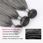 Salt and Pepper Straight Human Hair Bundles Natural Grey