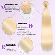 Premium 613 Gloden Blonde  Hair Straight Unprocessed 100 Human Hair Ash Blonde Color