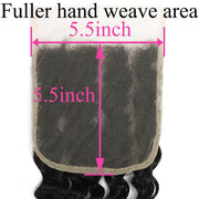5x5 Transparent Lace Deep Wave Lace Closure Brazilian Virgin Human Hair