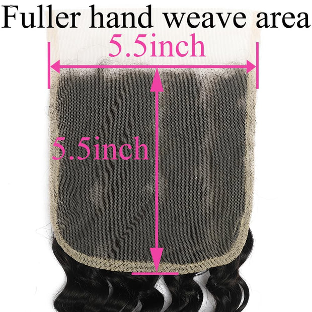 5x5 Transparent Lace Deep Wave Lace Closure Brazilian Virgin Human Hair