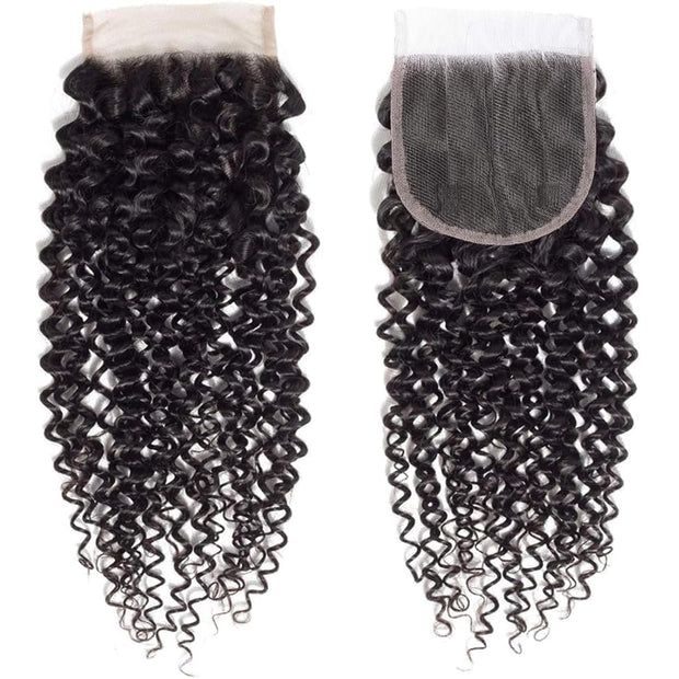 4x4 Lace Transparent Lace Closure Jerry Curl Virgin Natural Human Hair