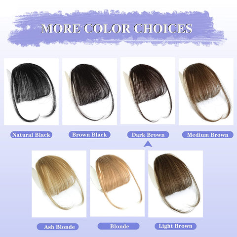 Wispy Clip in Bangs 100% unprocessed Human Hair Extensions Curved Bangs Clip on Hair for Women Fringe with Temples Hairpieces for Daily Wear 9 colors