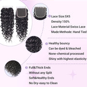 5x5HD Lace Closure Jerry Curl Brazilian Natural Virgin Remy Human Hair