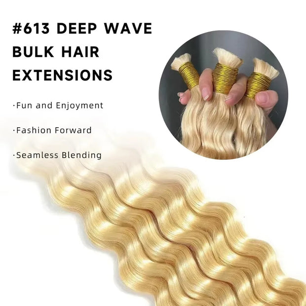 Human Braiding Hair Water Wave 2 bundle 100g Color Blonde (613#)