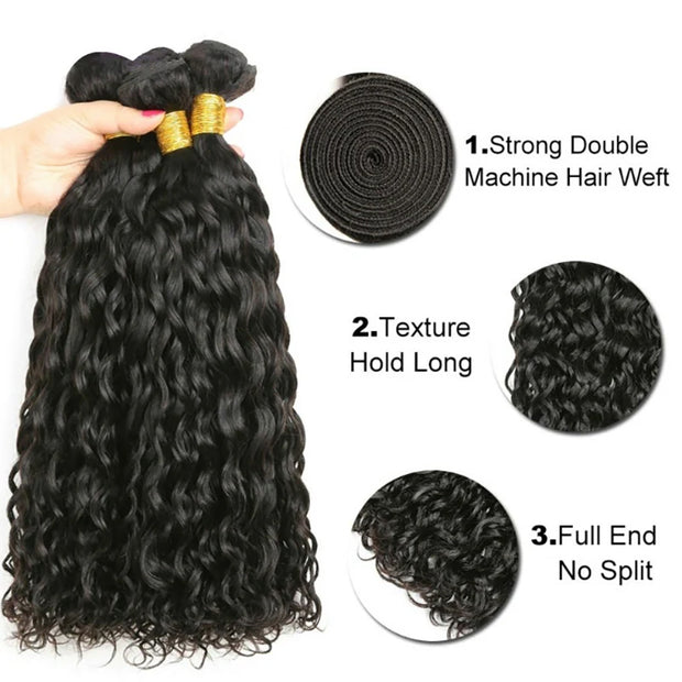 Affordable Hair Water Wave  black 1B color 1 bundle hair extension 100% human Hair