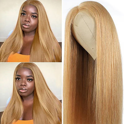 5X5HD Honey Blonde #27 Wig HD Lace closure wig 100 Human Hair Straight Body Wave Deep Wave