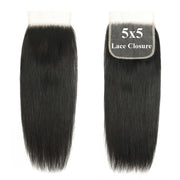 5x5 HD Lace Closure Straight Virgin Human Hair 3 Bundles