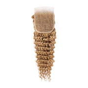 4X4 Lace Closure Deep Wave Honey Blonde (#27) Color 100% Human Hair Closure