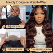 5x5 Lace Closure Glueless Wig  Body Wave Color #4 Human Hair Wear Go Chocolate Brown