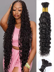 Natural color Human BOHO Braiding Hair Natural Wave Bulk hair Best Quality Mink hair extensions 100g/bundle