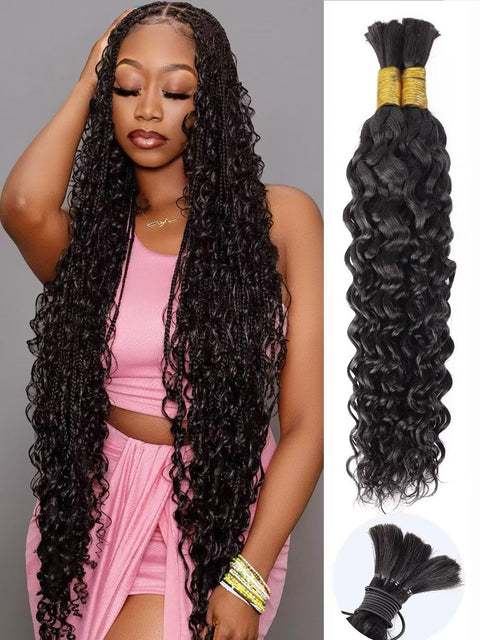 Natural color Human BOHO Braiding Hair Natural Wave Bulk hair Best Quality Mink hair extensions 100g/bundle