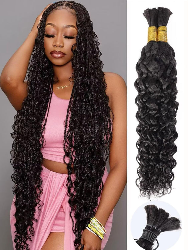 Natural color Human BOHO Braiding Hair Natural Wave Bulk hair Best Quality Mink hair extensions 100g/bundle