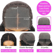 5x5HD Lace Wear to Go Glueless Wig Water Wave Pre-Cut Lace Closure  Wig 100 Virgin Human Hair Natural Color Swiss Lace / Skin-melt Lace / Invisible Lace