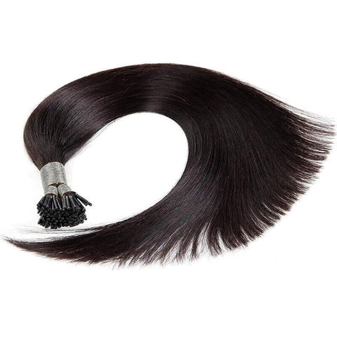 I-tip Double Drawn Hair extensions Natural Black Straight