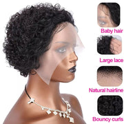 13x1 Lace Front Wigs,Short Curly Human Hair Wigs Pixie Cut Bob Glueless Wigs