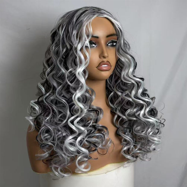 Smiffys Renaissance Vamp Wig, Black & White，Synthetic Cosplay Costume Halloween Wigs for Women